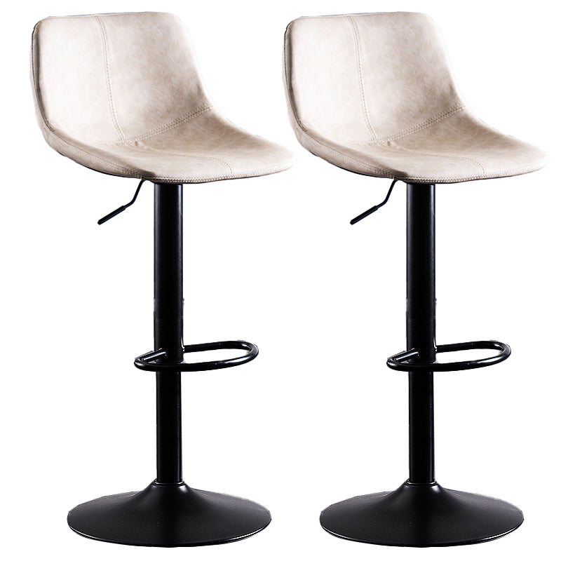 Contemporary Metal Barstool Low Back Faux Leather Barstools in Matte Finish Home