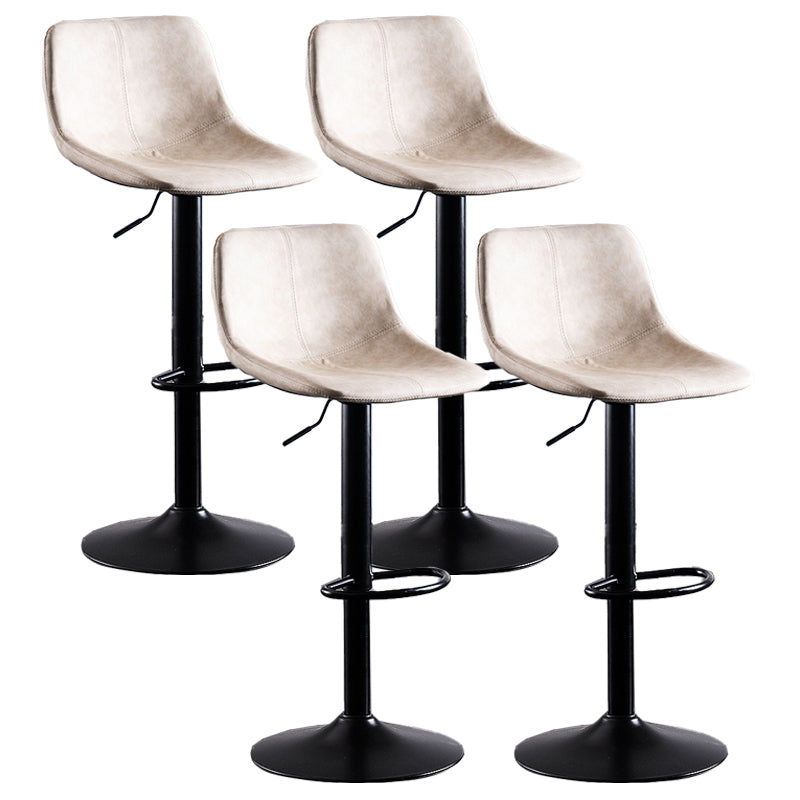 Contemporary Metal Barstool Low Back Faux Leather Barstools in Matte Finish Home