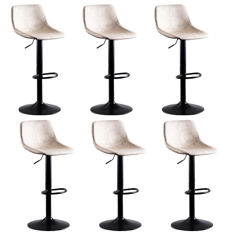 Contemporary Metal Barstool Low Back Faux Leather Barstools in Matte Finish Home