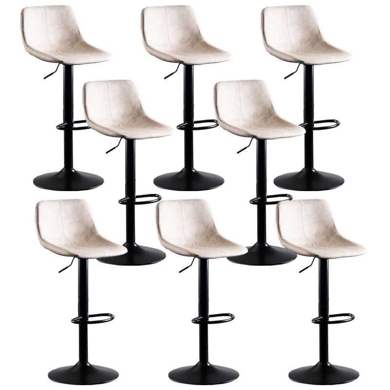 Contemporary Metal Barstool Low Back Faux Leather Barstools in Matte Finish Home