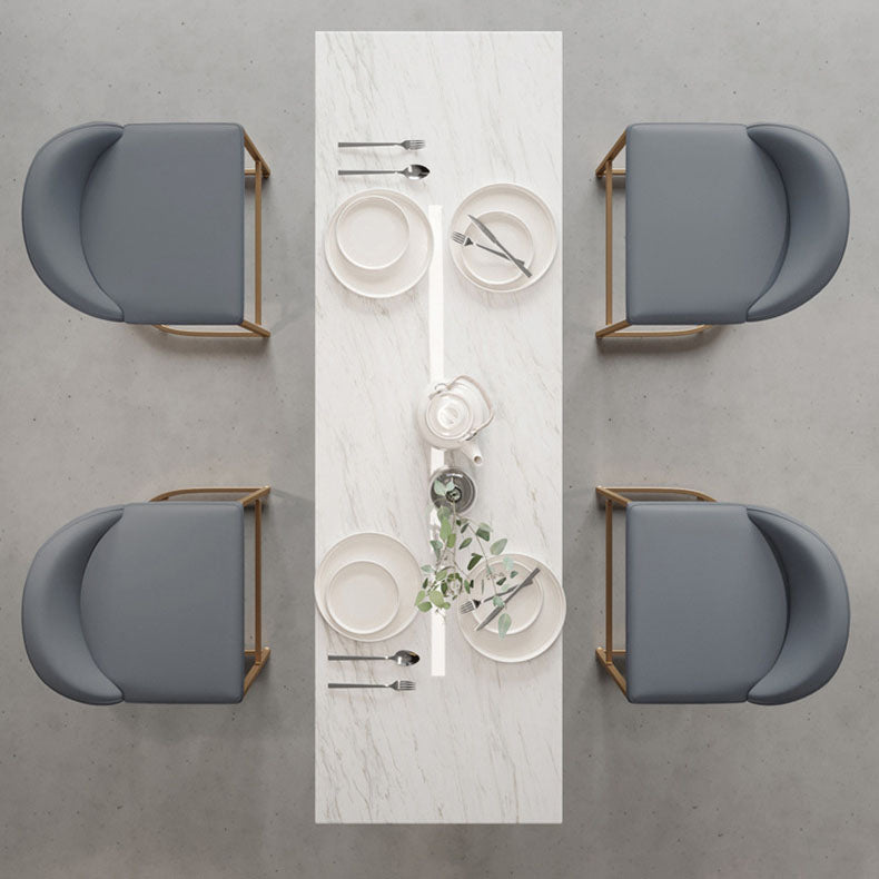 Glam 1/2/5 Pieces Bar Table Set Rectangle Stone Bar Table with Metal High Stools