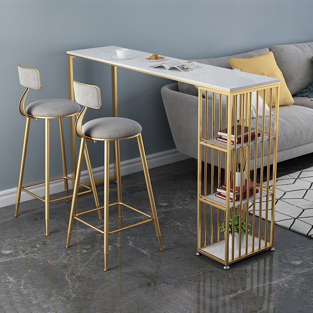 Glam Marble 1/2/3 Pieces Counter Height Set Rectangle Indoor Counter Set with Storage