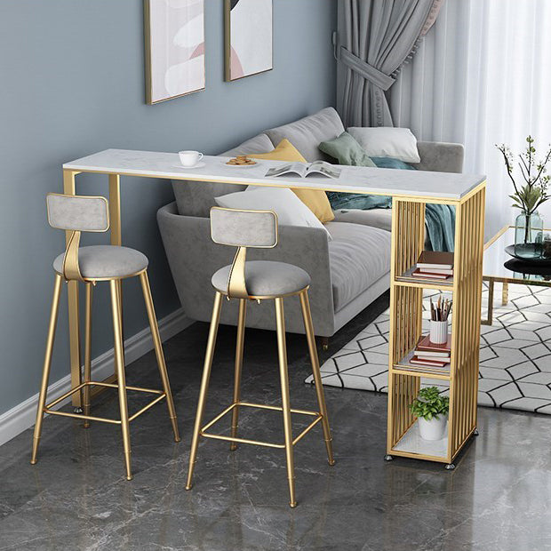 Glam Marble 1/2/3 Pieces Counter Height Set Rectangle Indoor Counter Set with Storage