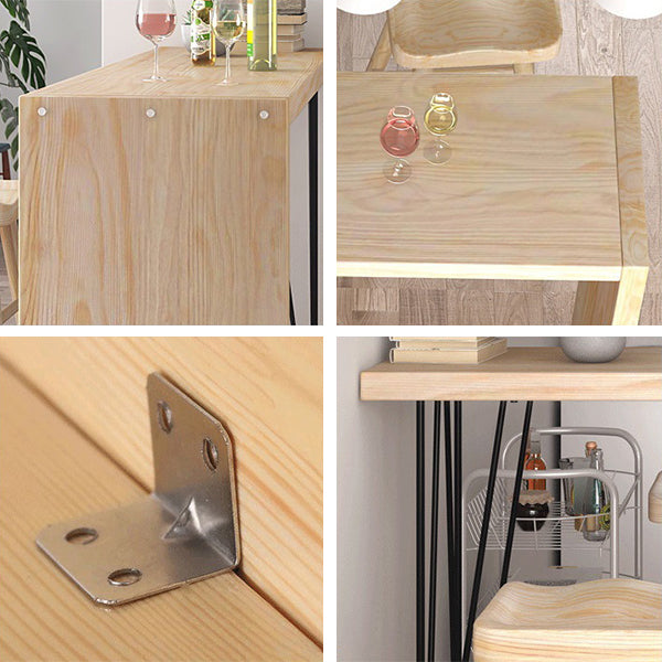 Modern Rectangular Pub Table Set 1/2/5 Pieces Wooden Counter Table