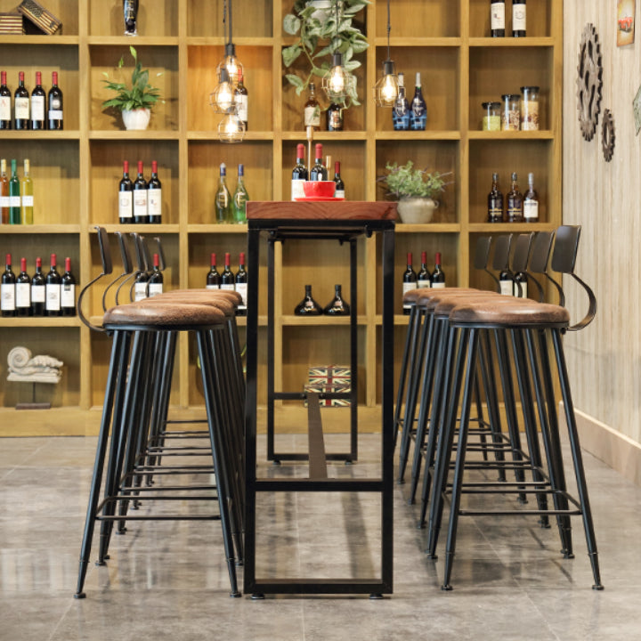 Industrial 1/6/9/11 Pieces Bar Table Set Rectangle Pine Wood Counter Table with Stools