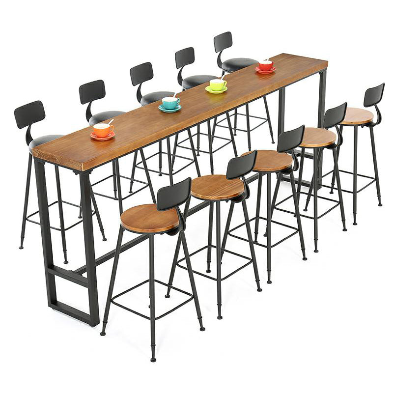 Industrial 1/6/9/11 Pieces Bar Table Set Rectangle Pine Wood Counter Table with Stools