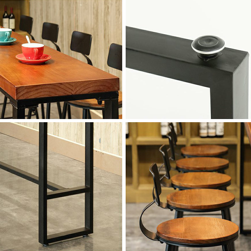 Industrial 1/6/9/11 Pieces Bar Table Set Rectangle Pine Wood Counter Table with Stools