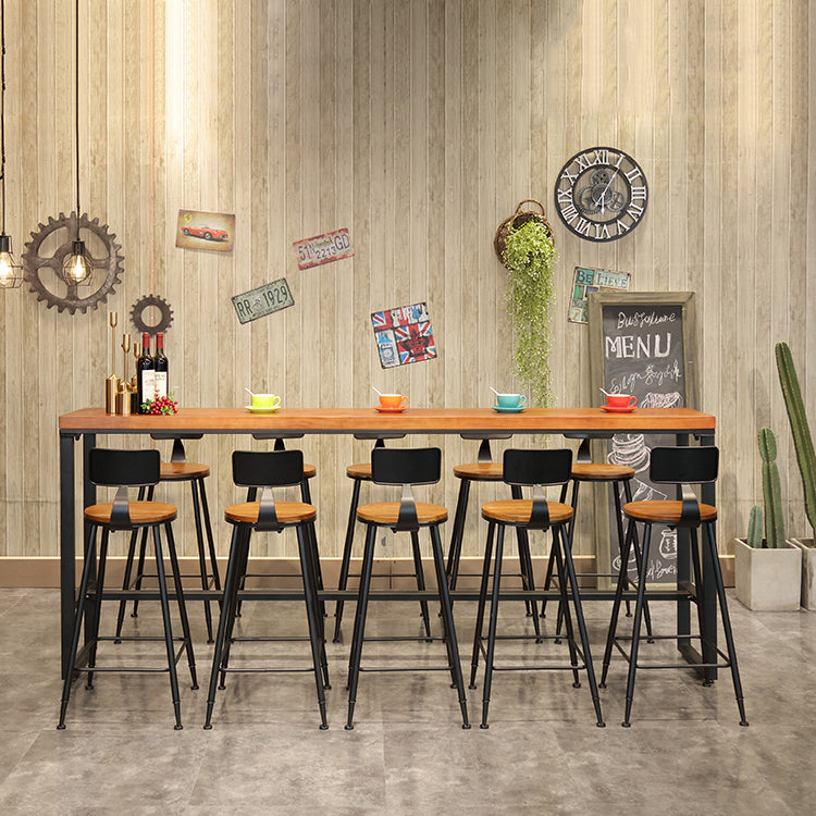 Industrial 1/6/9/11 Pieces Bar Table Set Rectangle Pine Wood Counter Table with Stools