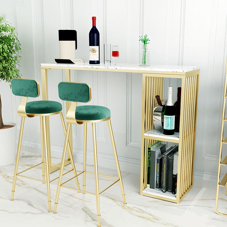 Modern 1/3 Pieces Bar Table Set Rectangle Stone Counter Table with High Stools for Kitchen