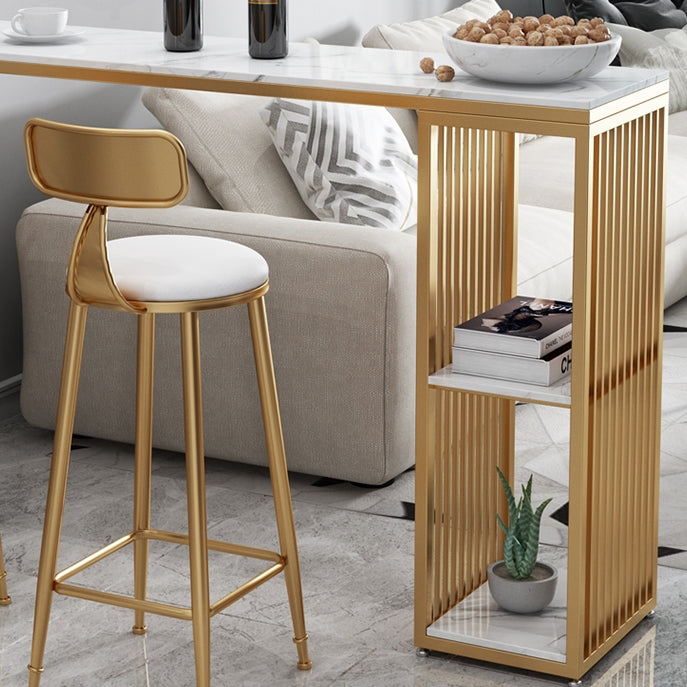 Modern 1/3 Pieces Bar Table Set Rectangle Stone Counter Table with High Stools for Kitchen