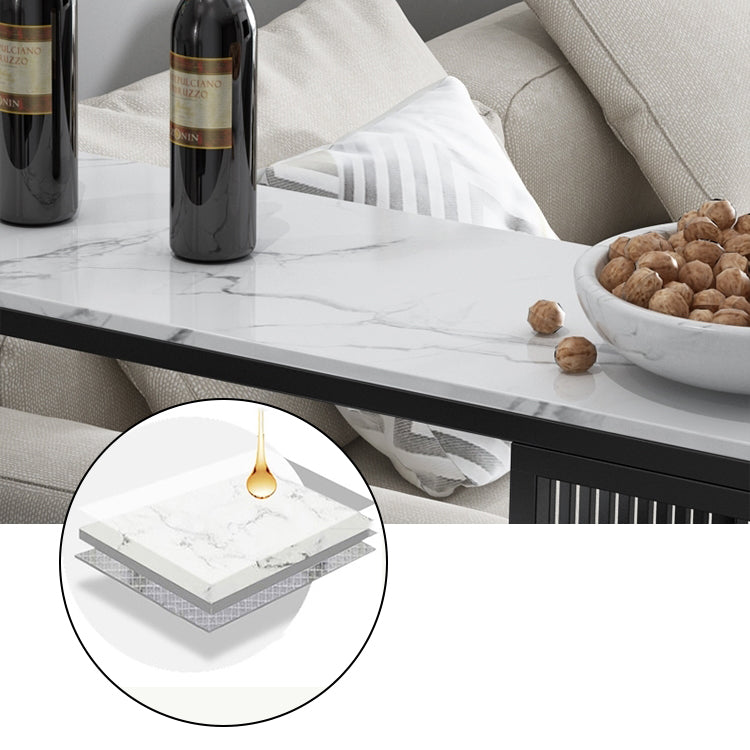 Modern 1/3 Pieces Bar Table Set Rectangle Stone Counter Table with High Stools for Kitchen