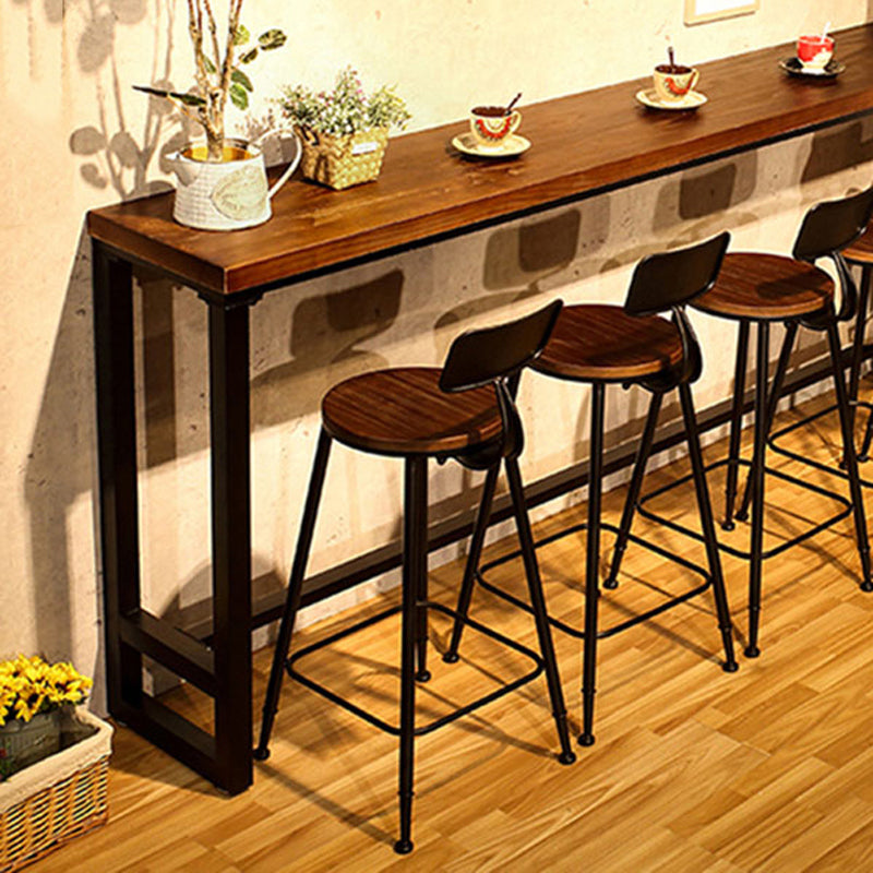 Industrial Rectangular Pub Table Set 1/6/11 Pieces Wooden Counter Table with High Stools