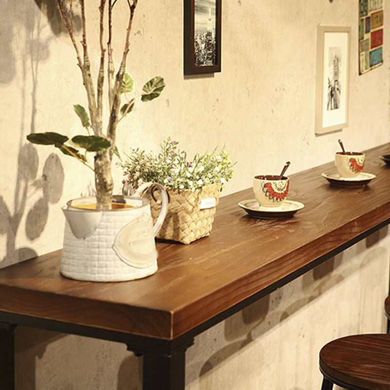 Industrial Rectangular Pub Table Set 1/6/11 Pieces Wooden Counter Table with High Stools