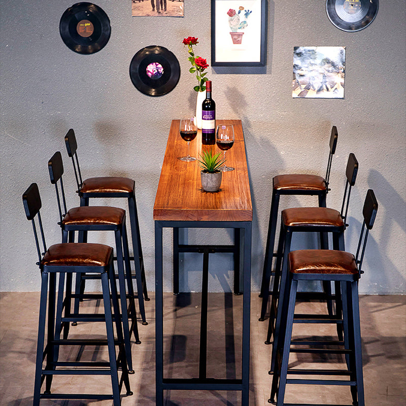 Industrial 1/2/4/7/9 Pieces Bar Table Set Rectangle Bar Table with High Wood Stools