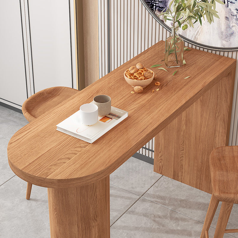 Solid Wood Pub Table Contemporary Bar Table with Double Pedestal