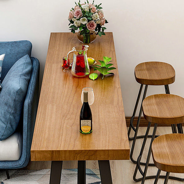 Modem Style Rectangle Bar Table Solid Wood Bar Dining Table with Trestle Base