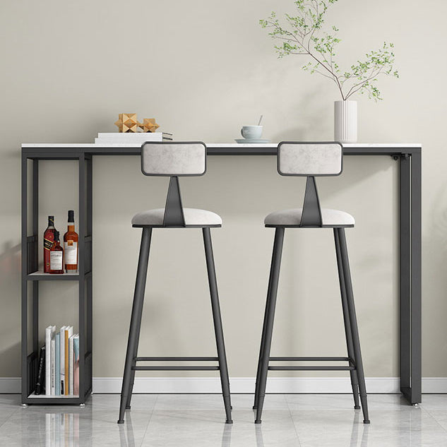 Contemporary Bar Table Stone Bistro Bar Desk with Double Pedestal