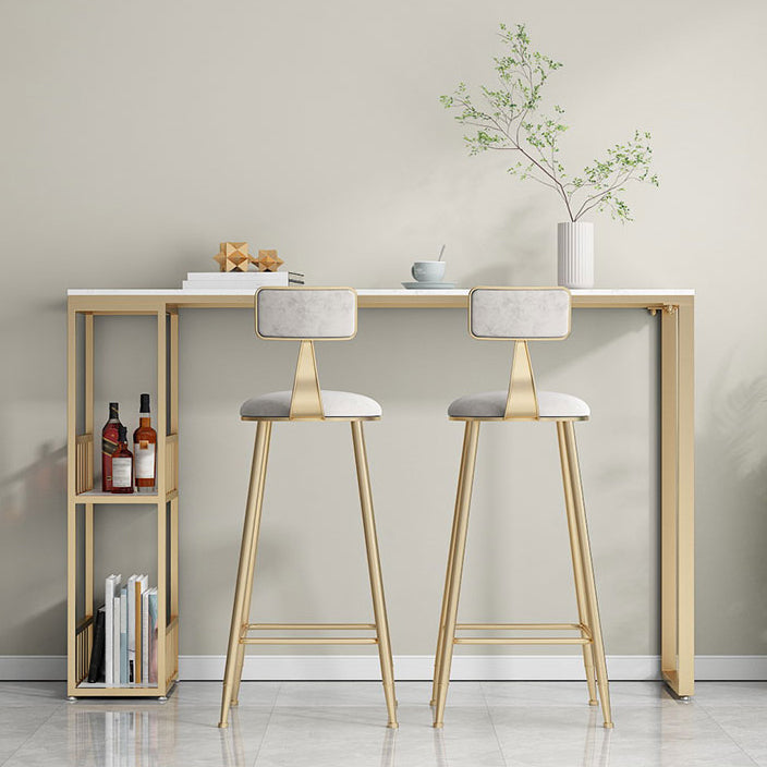 Contemporary Bar Table Stone Bistro Bar Desk with Double Pedestal