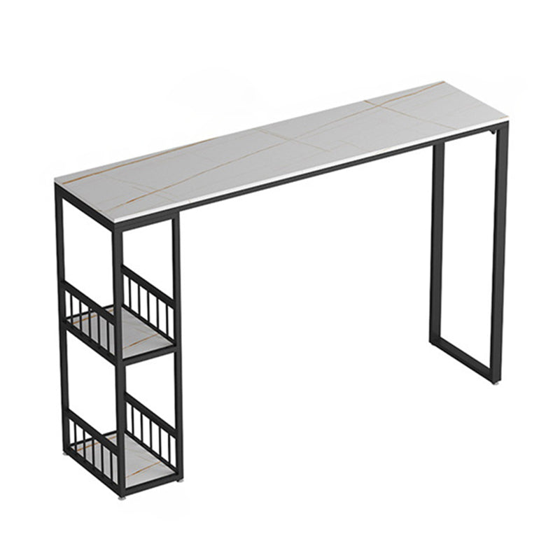 Contemporary Bar Table Stone Bistro Bar Desk with Double Pedestal