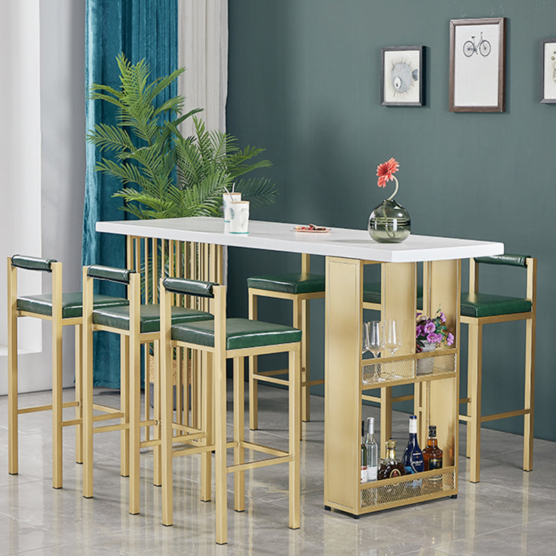 Wood Bar Table Traditional Luxury Rectangle Bar Counter Table with Double Pedestal