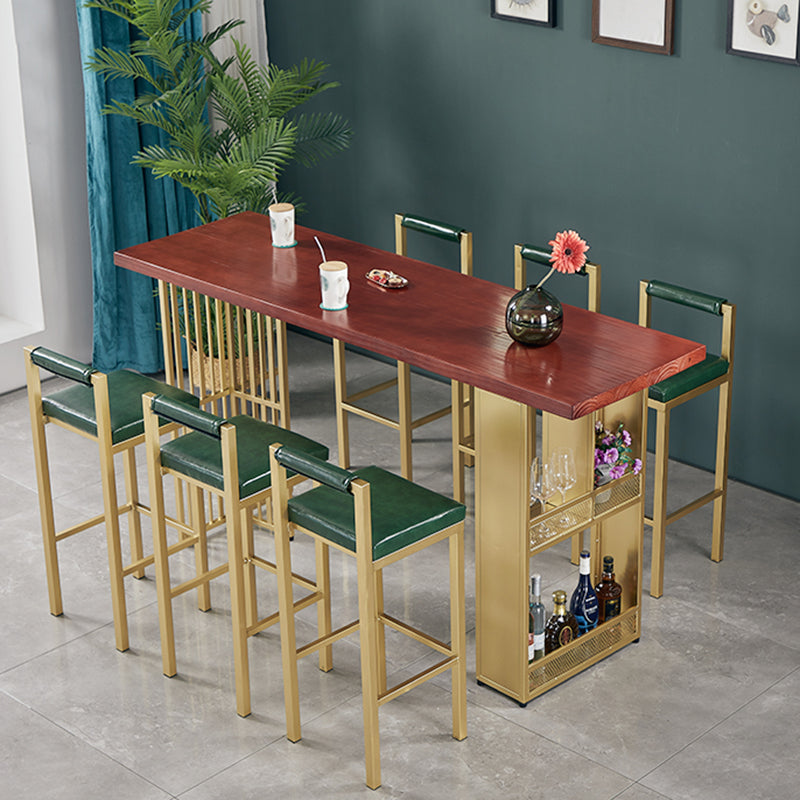 Wood Bar Table Traditional Luxury Rectangle Bar Counter Table with Double Pedestal