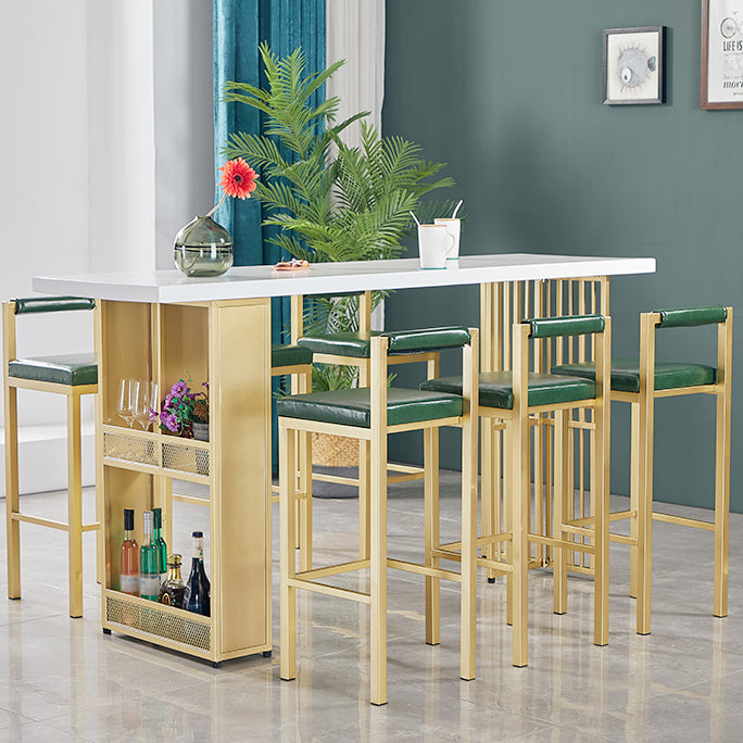 Wood Bar Table Traditional Luxury Rectangle Bar Counter Table with Double Pedestal