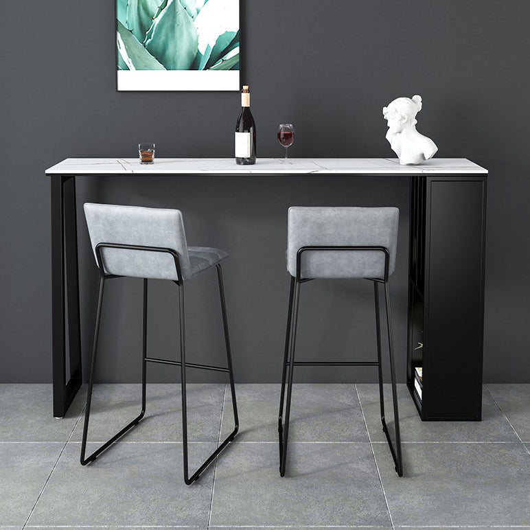 Rectangular Stone Bar Table Contemporary Bistro Table with Storage