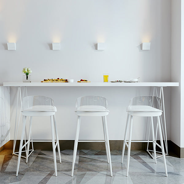 Modern Rectangle Bar Dining Table Artificial Wood Bistro Table in White