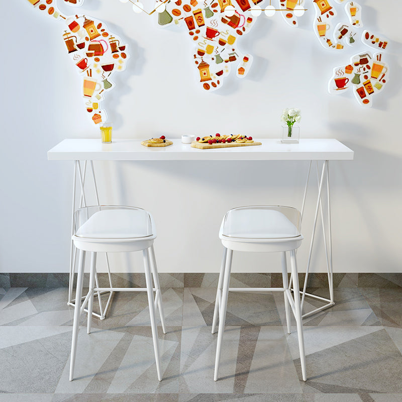 Modern Rectangle Bar Dining Table Artificial Wood Bistro Table in White