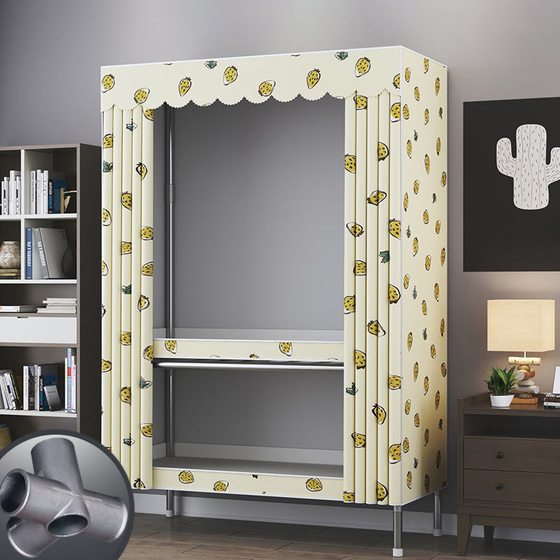 Contemporary Style Metal Wardrobe Cloth Rod Included Wardrobe Closet for Home