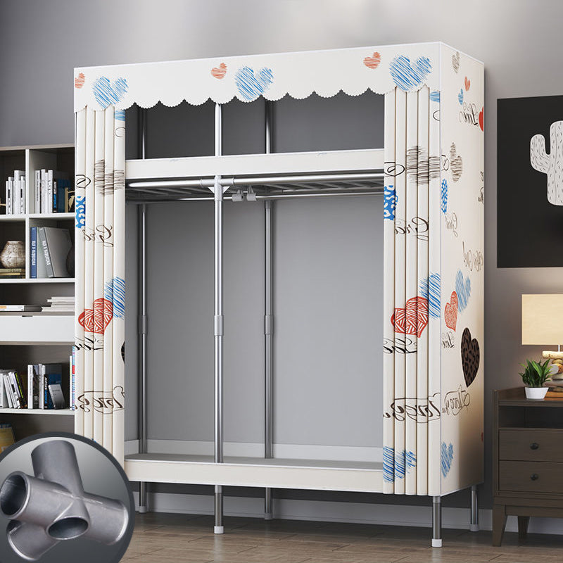 Contemporary Style Metal Wardrobe Cloth Rod Included Wardrobe Closet for Home