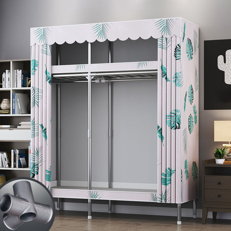 Contemporary Style Metal Wardrobe Cloth Rod Included Wardrobe Closet for Home