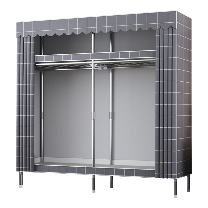 Contemporary Style Metal Wardrobe Cloth Rod Included Wardrobe Closet for Home