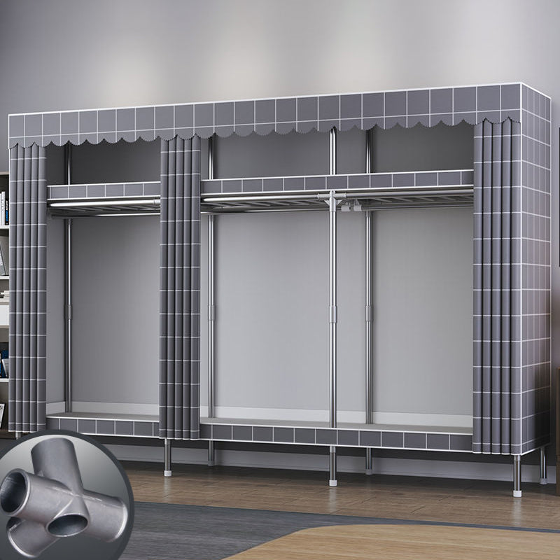 Contemporary Style Metal Wardrobe Cloth Rod Included Wardrobe Closet for Home