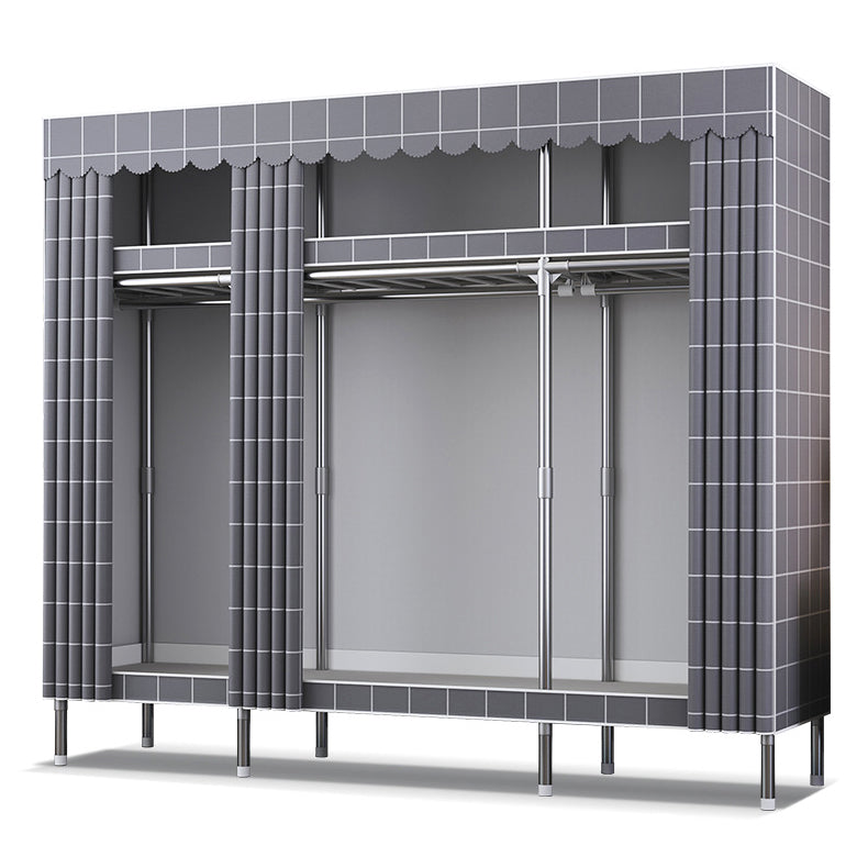 Contemporary Style Metal Wardrobe Cloth Rod Included Wardrobe Closet for Home