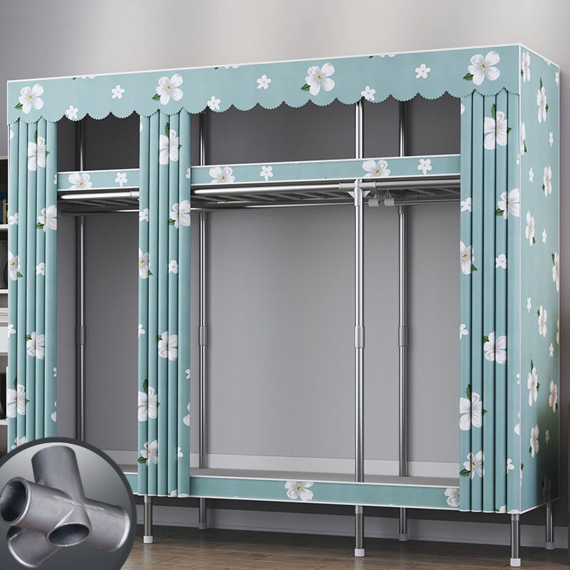 Contemporary Style Metal Wardrobe Cloth Rod Included Wardrobe Closet for Home