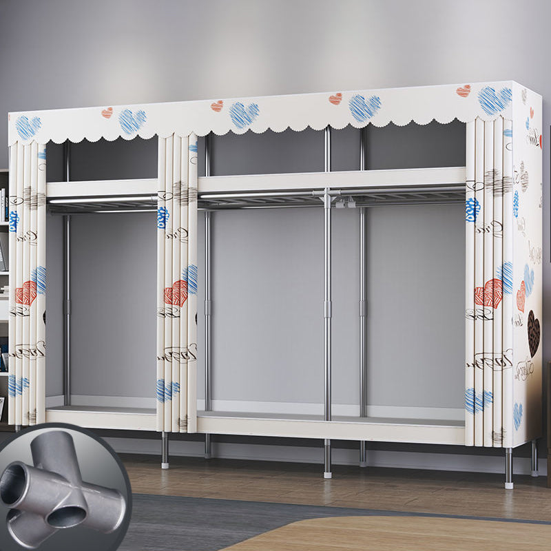 Contemporary Style Metal Wardrobe Cloth Rod Included Wardrobe Closet for Home