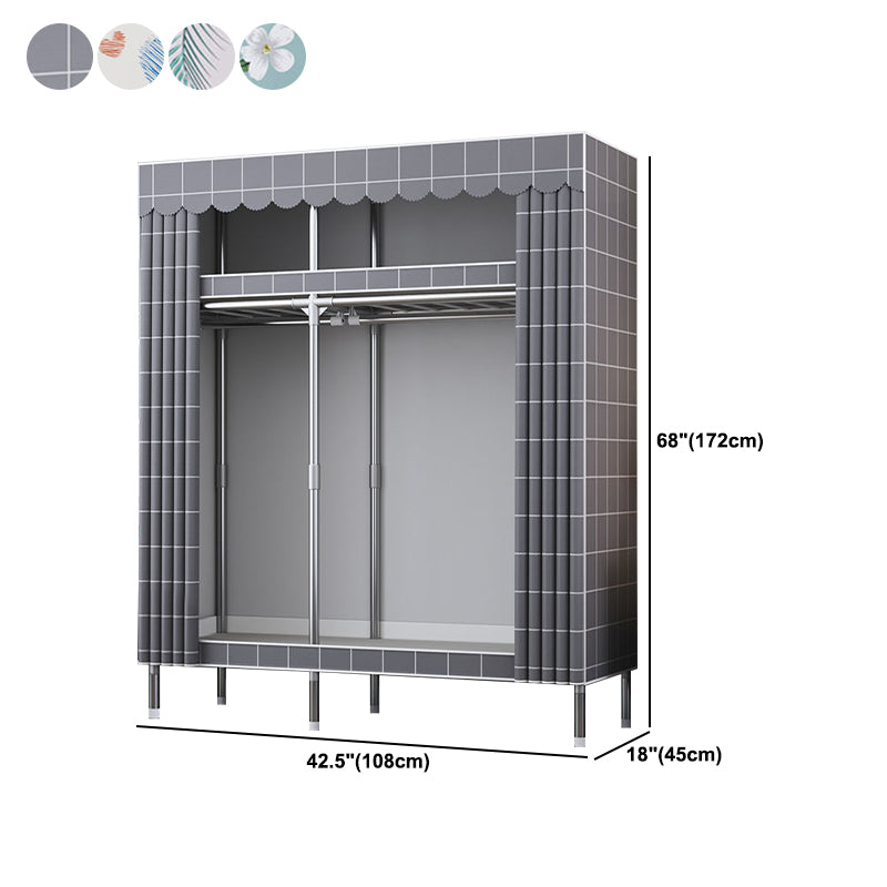 Contemporary Style Metal Wardrobe Cloth Rod Included Wardrobe Closet for Home