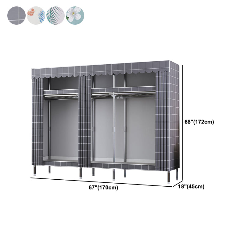 Contemporary Style Metal Wardrobe Cloth Rod Included Wardrobe Closet for Home