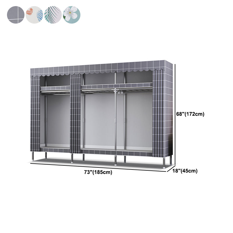 Contemporary Style Metal Wardrobe Cloth Rod Included Wardrobe Closet for Home
