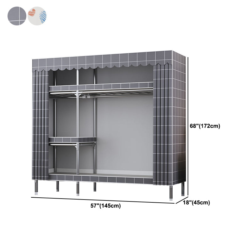 Contemporary Style Metal Wardrobe Cloth Rod Included Wardrobe Closet for Home