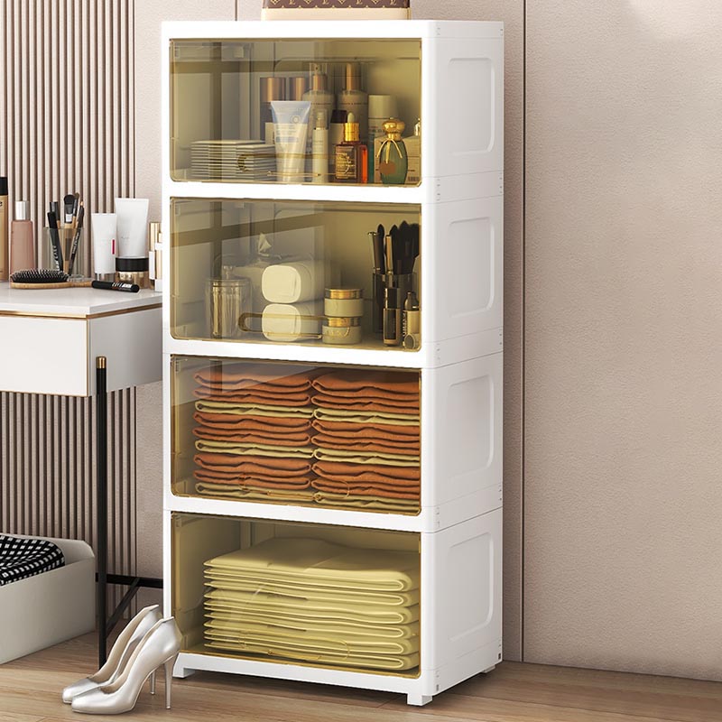 Plastic Contemporary Storage Cabinet Non-Hanging Wardrobe Armoire