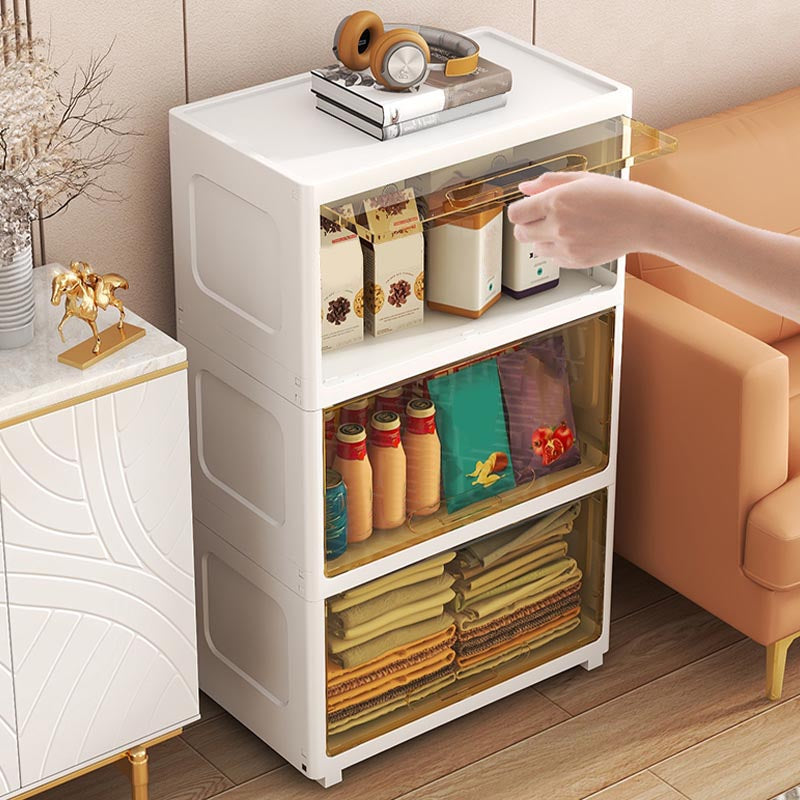 Plastic Contemporary Storage Cabinet Non-Hanging Wardrobe Armoire