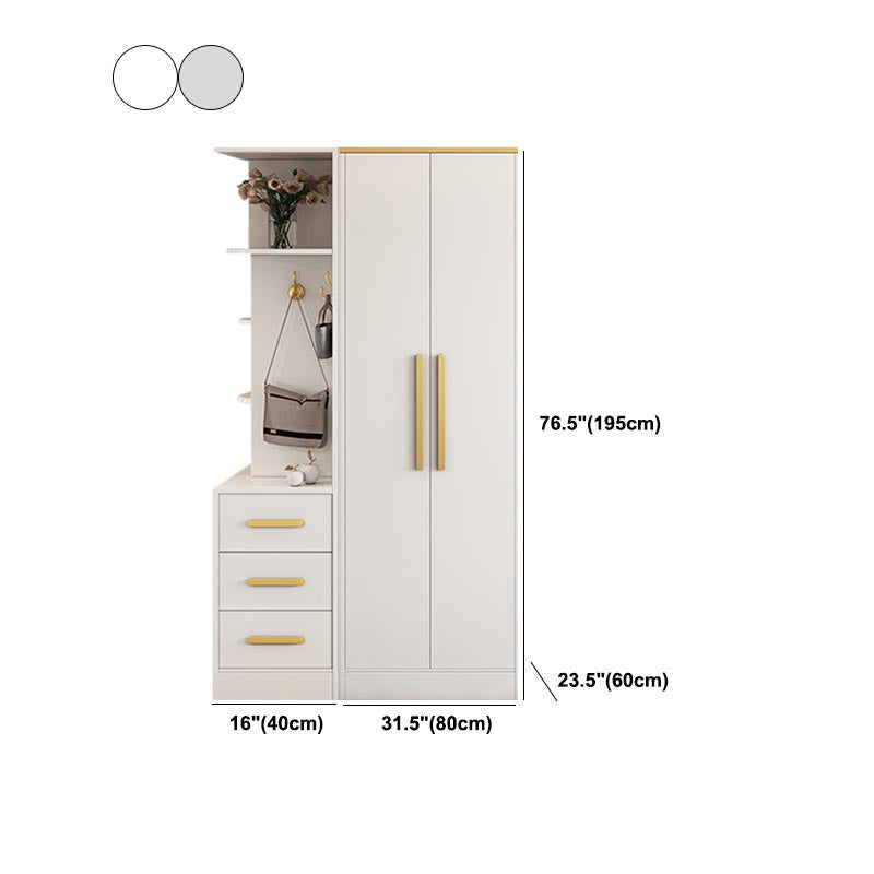 Contemporary Style Wardrobe Wooden Wardrobe Closet with Drawer