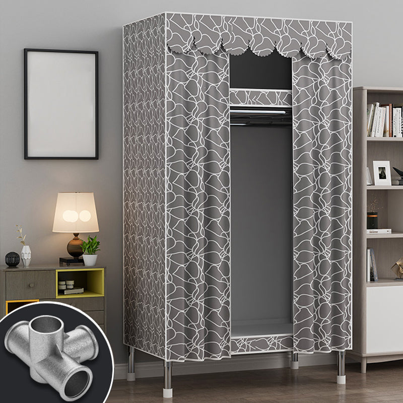 Modern Style Wardrobe Metal 2 Shelves Wardrobe Closet for Bedroom