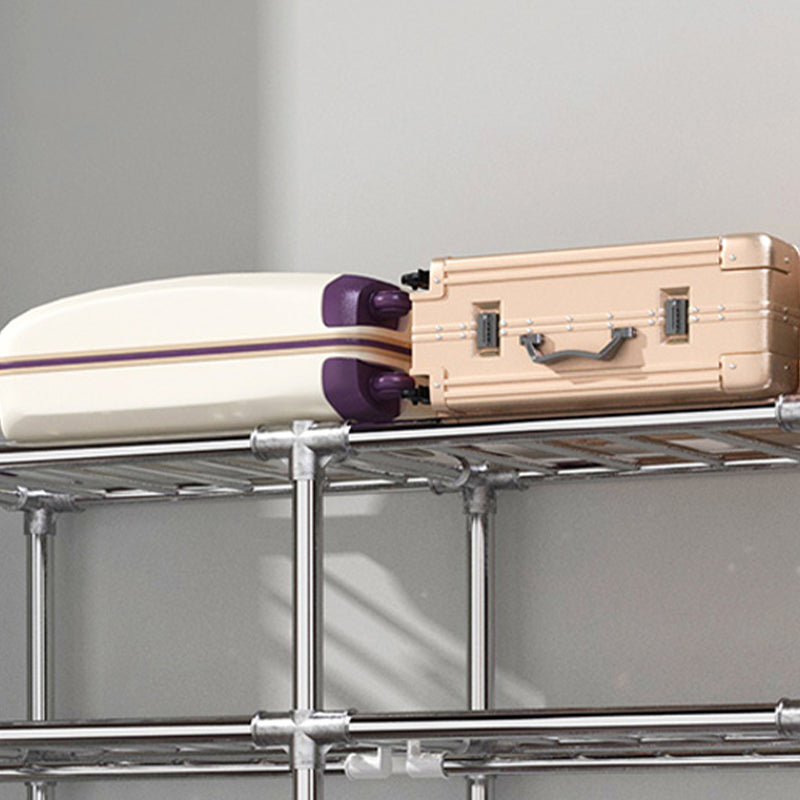 Modern Style Wardrobe Metal 2 Shelves Wardrobe Closet for Bedroom