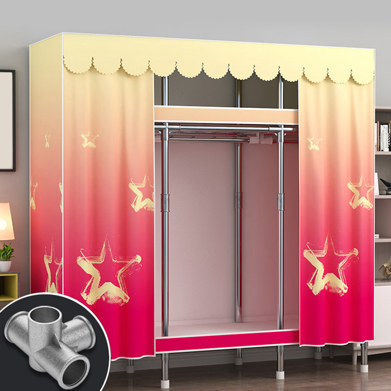 Modern Style Wardrobe Metal 2 Shelves Wardrobe Closet for Bedroom