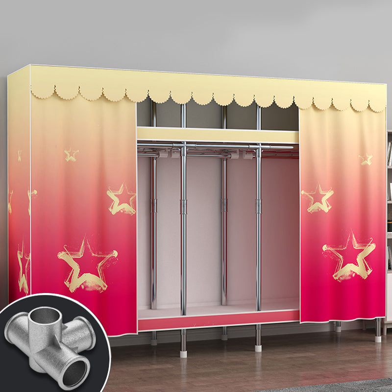 Modern Style Wardrobe Metal 2 Shelves Wardrobe Closet for Bedroom