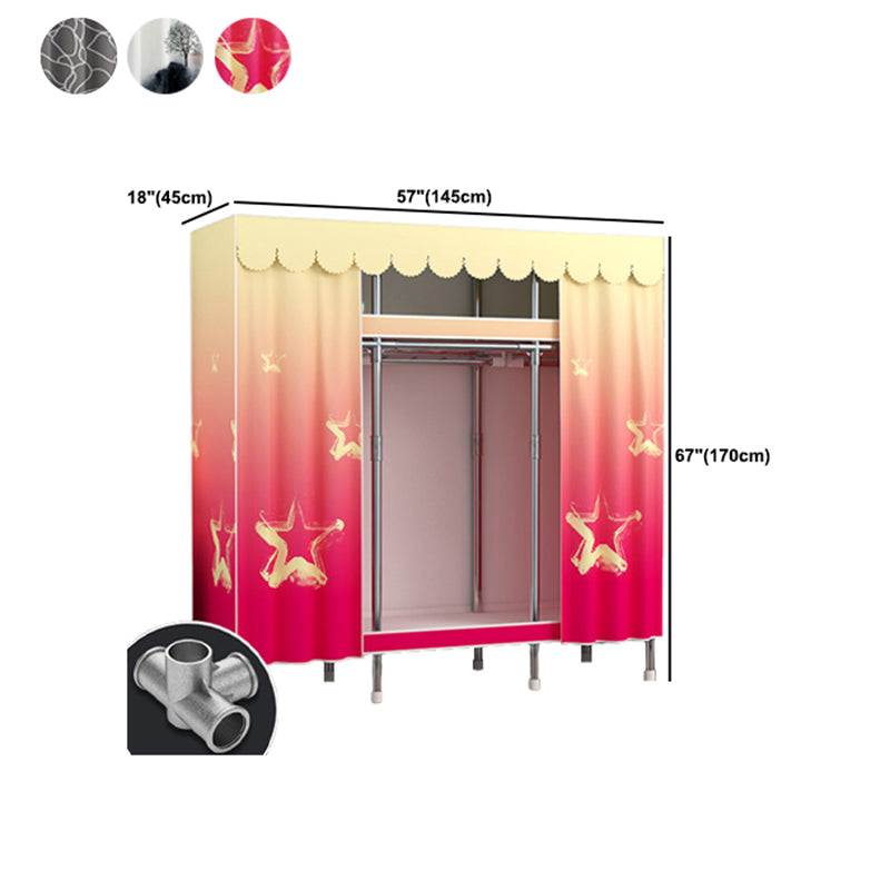 Modern Style Wardrobe Metal 2 Shelves Wardrobe Closet for Bedroom