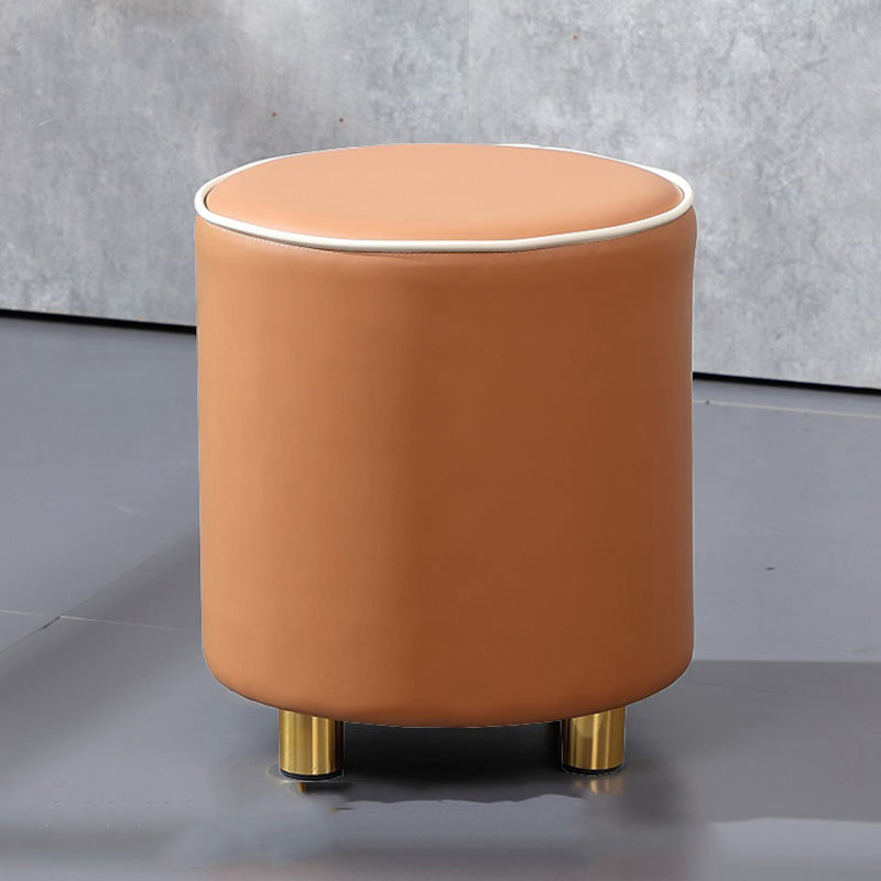 Orange Leather Round Standard Water Resistant Indoor Standard